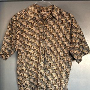 Hollis River XL mens short sleeve cotton button down geo shirt